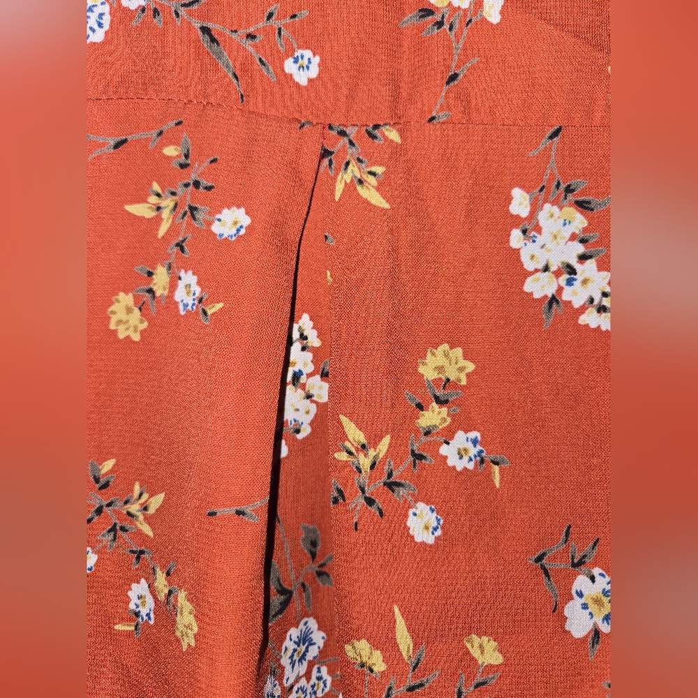 Trendy J's Women's XL Floral Ruffle Sleeve Top - Orange - Picture 7 of 11